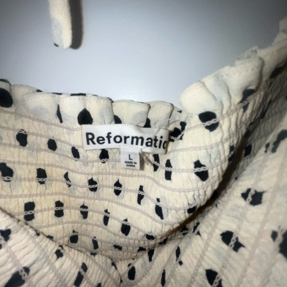 Reformation Zaria Smocked Bodice Polka Dot Mini Dress - Picture 5 of 6